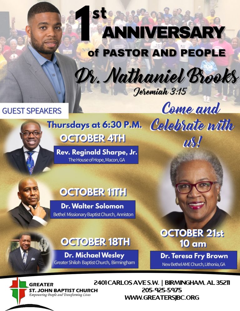 1st Anniversary Pastor and People – Greater St. John Baptist Church